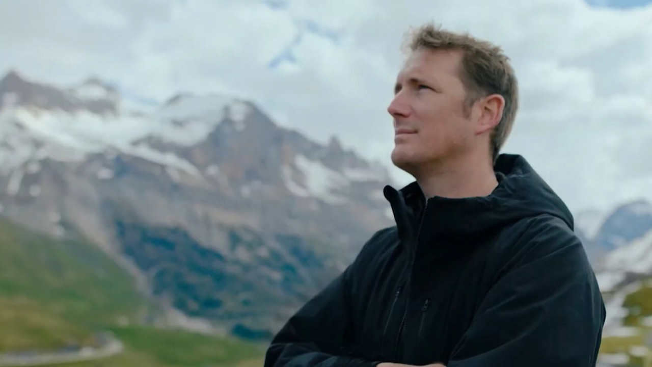 Andy Schleck en tournage au Galibier
