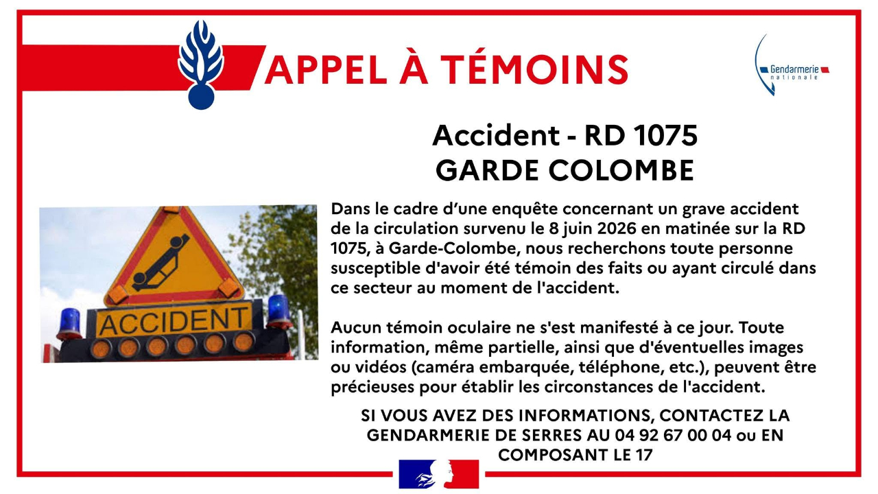 Hautes-Alpes : deux motards tués dans un violent accident, les gendarmes lancent un appel à témoins Hautes-Alpes : deux motards tués dans un violent accident, les gendarmes lancent un appel à témoins