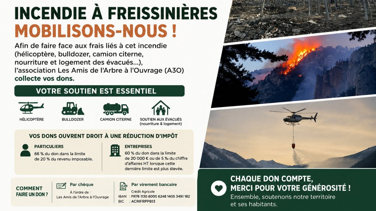 Incendie, un appel &agrave; la solidarit&eacute; lanc&eacute; par la commune de Freissini&egrave;res