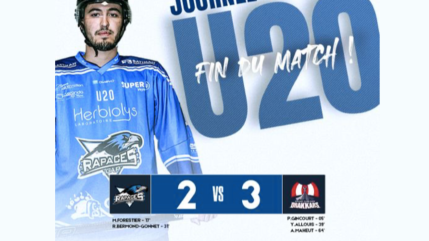 Hautes-Alpes : les Rapaces de Gap U20 s'inclinent en prolongation à l'Alp'Arena Hautes-Alpes : les Rapaces de Gap U20 s'inclinent en prolongation à l'Alp'Arena