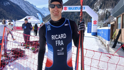 St&eacute;phane Ricard au triathlon d&rsquo;hiver en Italie